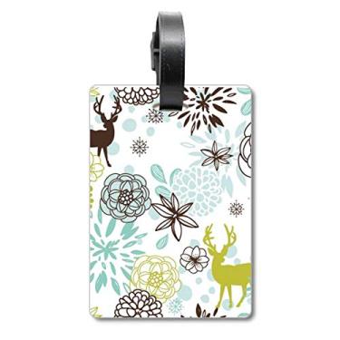 Imagem de Cervo Decoração Flor Natal Animal Mala Etiqueta Bagagem Cartão Pendurado Etiqueta Scutcheon Etiqueta, Multicolorido.