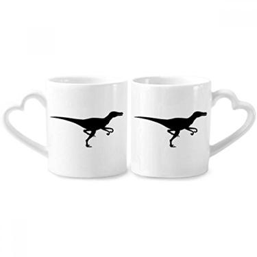 Imagem de Conjunto de canecas de porcelana para casais, ossos de dinossauro, bons, em miniatura, coração