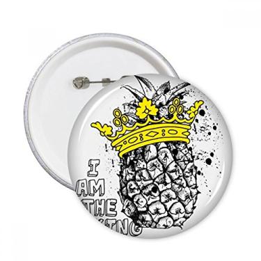 Imagem de Desenho de linha de abacaxi Rei de frutas alfinetes redondos crachá botão decoração acessório 5 peças