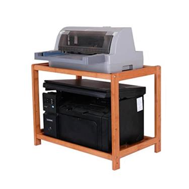 Imagem de KIZQYN Suporte de impressora de madeira sob a mesa suporte de suporte organizador de escritório doméstico moderno rack de armazenamento de prateleira de impressora de madeira impressora de mesa (cor: B-53X40X32cm)