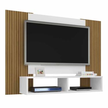 Imagem de Painel de parede para TV 42 polegadas Material mdp Branco e Marrom Largura 120 cm Altura 90 cm