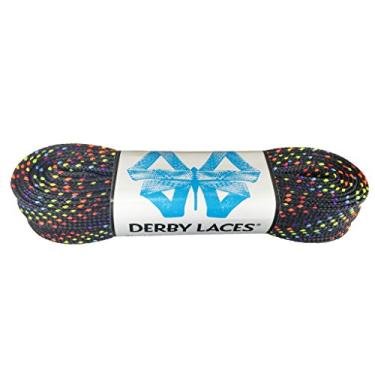 Imagem de Derby Laces Arco-íris 192 cm encerado skate renda para patins de patins, hóquei e gelo e botas
