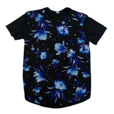 Imagem de Camiseta Floral Camisa Estampada Flores Long Line Feminina Rch - Belos