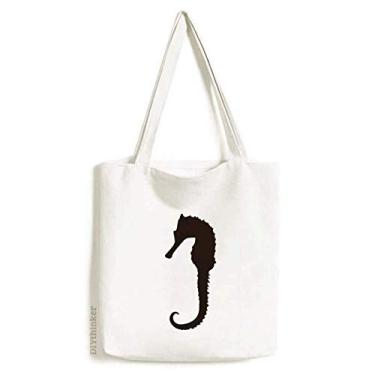 Imagem de Hippocampus Marine Life Bolsa de compras casual com contorno preto