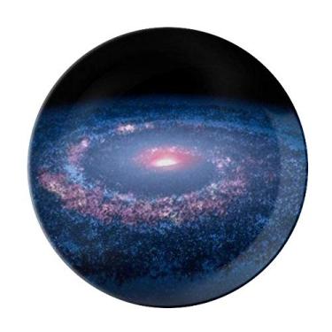 Imagem de Prato de planeta branco e azul de porcelana decorativa Salver louças de jantar