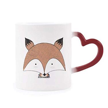 Imagem de Caneca de grés com raposa imatura, sensível ao calor, estilo Simplicity