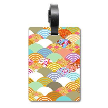 Imagem de Geometria, estampa de flores de esquadrão, Japão, mala, etiqueta de bagagem, etiqueta para guardar cartão