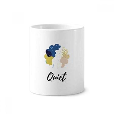 Imagem de Suporte de caneta de escova de dentes com arte abstrata azul e branco com suporte de cerâmica