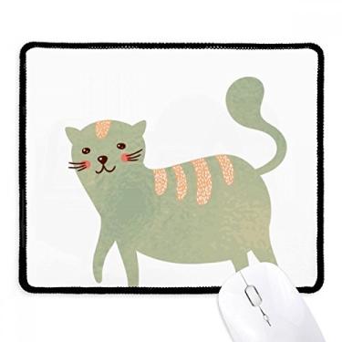 Imagem de Mousepad fofo de gato ciano aquarela com borda costurada tapete de borracha para jogos