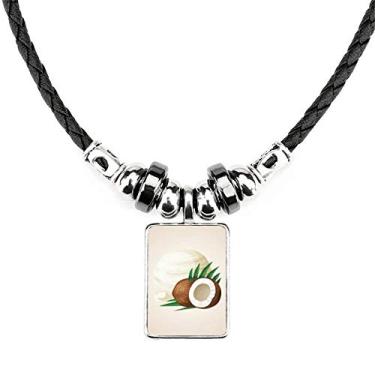 Imagem de DIYthinker Colar de picolés de coco com pingente de corda de couro com torque