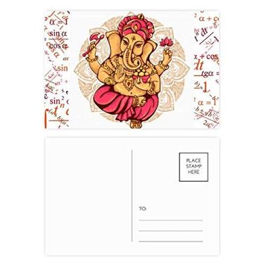 Imagem de Conjunto de cartões postais de elefante budista religião budista fórmulas de lótus cartão de agradecimento lado de correspondência 20 peças