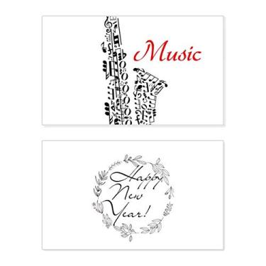 Imagem de Cartão de felicitações Sax música clássica Ilustrado ano novo festival mensagem de abençoar presente