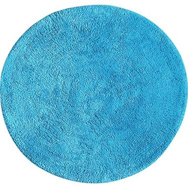 Imagem de Tapete De Banheiro Algodão Redondo Vizapi Varanasi 60Cm Azul Turquesa
