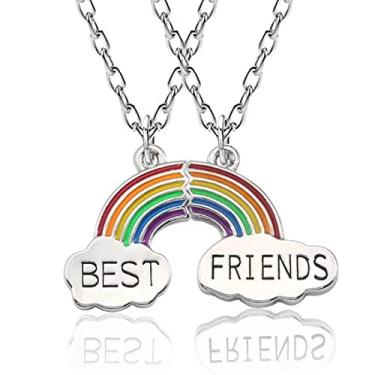 Imagem de Colar Duplo Best Friends Arco Íris Melhores Amigas Presente