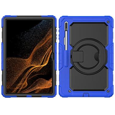 Imagem de Capa para tablet Capa resistente de TPU à prova de choque compatível com Samsung Galaxy Tab S8 Ultra 14,6 polegadas X900/X906B/X906U/X906N (2022) capa infantil, alça rotativa de 360 ​​graus suporte de