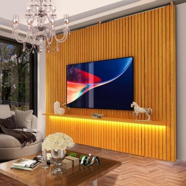 Imagem de Painel Home Ripado TV Até 85 Polegadas Com LED Naturale Notório Shop JM