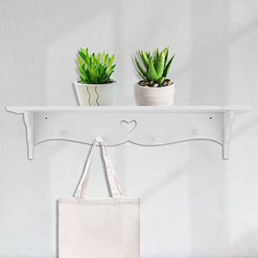 Imagem de EMUKOEP Prateleira branca de armazenamento branco esculpida para pendurar na parede oca prateleira de parede decoração de parede cabide gancho