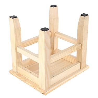 Imagem de Tnfeeon Banqueta de madeira, banco de madeira, banheiro de baixa altura para quarto de lavanderia e sala de estar