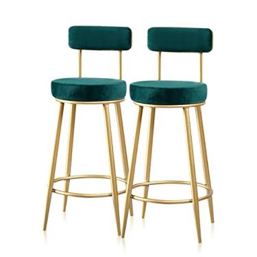 Imagem de Cadeiras de jantar cadeiras de sala de jantar cozinha banquetas de bar de café da manhã, bancos altos com apoio para os pés traseiro, banqueta de bar acolchoada de veludo moderno 63,5 cm altura sentada - rosa tudo está bem