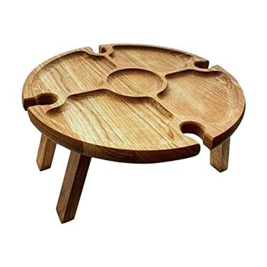 Imagem de U/C Mesa de vinho ao ar livre – Mesa de piquenique de vinho portátil - para amantes de vinho, mini mesa de piquenique elegante para ambientes externos - mesa de lanches de praia presente