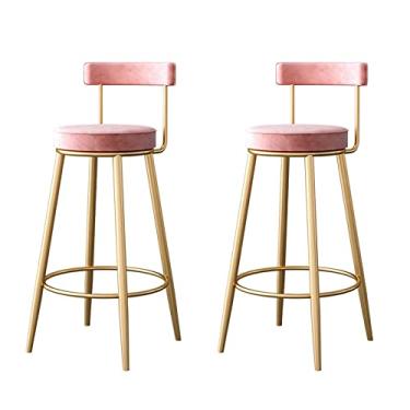 Imagem de Cadeiras de jantar cadeiras de sala de jantar banqueta de bar com encosto conjunto de 2, banco de altura de balcão cadeira de bar resistente estofada de veludo sem braço com moldura de metal para cozinha ilha sala de jantar pátio tudo é