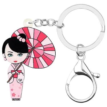 Imagem de ZALTAS Boneca Japonesa Sorriso Grande Chaveiro Chaveiro Jóias Para Mulheres Meninas Bolsa De Presente Acessórios Para CarroVermelho