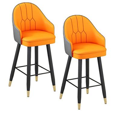 Imagem de Cadeiras de jantar cadeiras de sala de jantar bancos de bar com costas e braços conjunto de 2 cadeiras de café da manhã elegante de couro PU para bar de café da manhã, cozinha e banquetas de bar em casa Tudo está bem