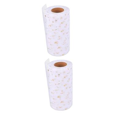 Imagem de NOLITOY 2Pcs Crafting Home Center Fitas De Costura Festa Corredor Branco Para Presentes Presente Gaze Natividade Carretel De Renda Embrulho Web Lua Espumante Padrão Rede Envoltório De