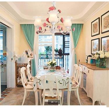 Imagem de Lustre De Arte Floral Pastoral Em Luminária De Teto Rosa Rústica Para Sala De Estar, Quarto, Sala De Jantar, Luminária Pendente De Teto Romântico, 110-240V, E27,3 Cabeças,YUYANAIAI