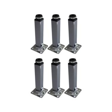 Imagem de Kit 6 Pé Retangular Para Cama Sofa Com Regulagem Metálico Cama Solteiro Pe De Cama Box 20cm (Cromado)