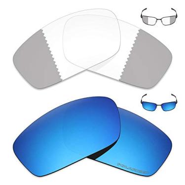 Imagem de 2 pares de lentes de reposição para óculos de sol Oakley Splinter da Mryok+ - cinza eclipse fotocromático/azul gelo