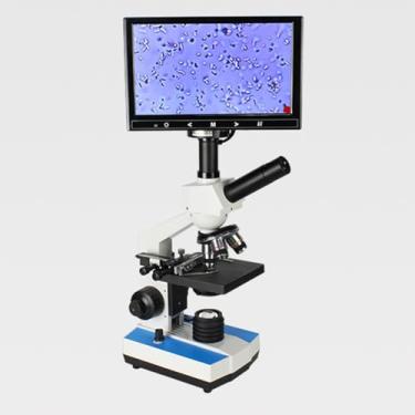 Imagem de Microscópio biológico profissional, microscópio monocular com display, com holofote móvel de mesa de colocação, lente objetiva 4x10x40x, ocular 25x10x-9" screen