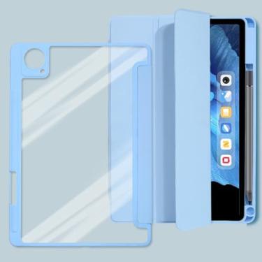 Imagem de Capa para tablet Tri-Fold Smart Tablet Case Compatible with VIVO Pad Air 11.5inch,with Pencil Holder, Clear Transparent Back Shell Slim Stand Shockproof TPU Cover, Auto Wake/Sleep (Size : Blue)