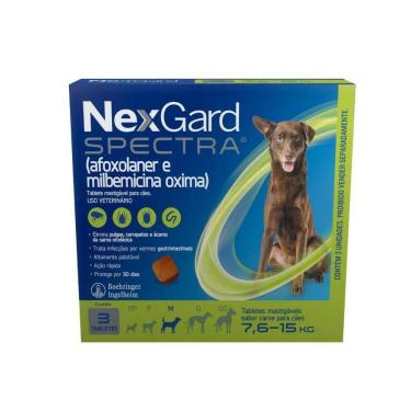 Imagem de Nexgard Spectra Cachorro 7,6 Kg A 15 Kg Com 3 Tabletes
