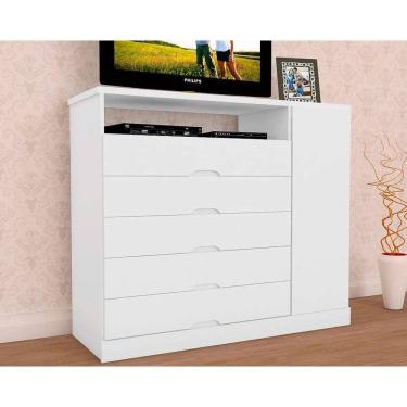 Imagem de Cômoda Casal Portugal c/ 1 Porta 1 Nicho e 5 Gavetas Branco - Europa