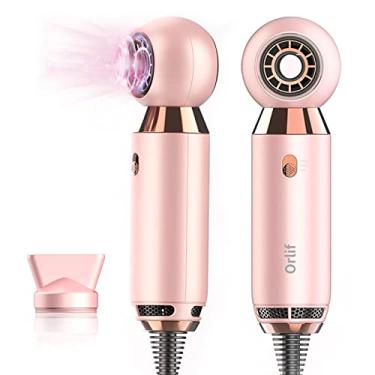Imagem de Secador de cabelo profissional de 800 W, leve e compacto, secador de cabelo com fluxo potente para viagens e casa, bocal concentrador rosa