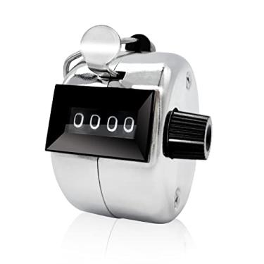 Imagem de Contador de contagem manual de metal de 4 dígitos contador mecânico clicker clicker para treinar tricô pessoas pesca colo golfe esporte fileira evento escolar