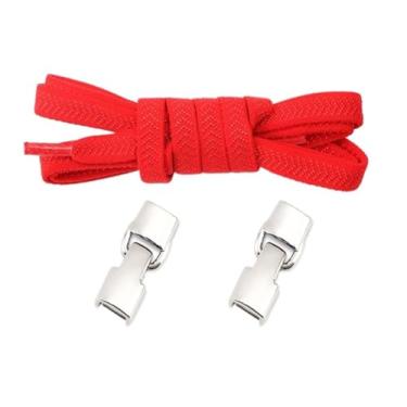 Imagem de Elastic Laces Sneakers Hook Locks Shoelaces Without Ties Wide Flats Creative No Tie Shoe Laces Kids Adult Shoelace (Color : Red)
