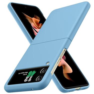 Imagem de YSLBWLE Capa para Samsung Galaxy Z Flip 3 5G, fina e de grau militar, capa protetora rígida à prova de choque azul 20-zflip3-03