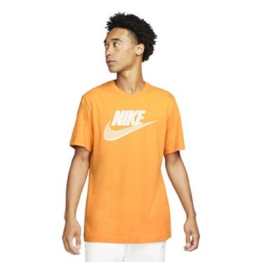 Imagem de Nike Camiseta masculina esportiva com logotipo, Orabge/Laranja/Branco, M