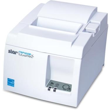 Imagem de Star Micronics TSP143IIIU Printina de recibo térmica USB com portas USB de dispositivo e MFI, cortador automático e fonte de alimentação interna - branca