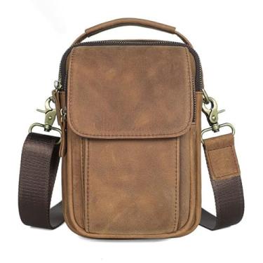Imagem de Bolsa de ombro masculina de couro legítimo, pequena bolsa mensageiro para homens, bolsa tiracolo para homens, bolsa de viagem, c