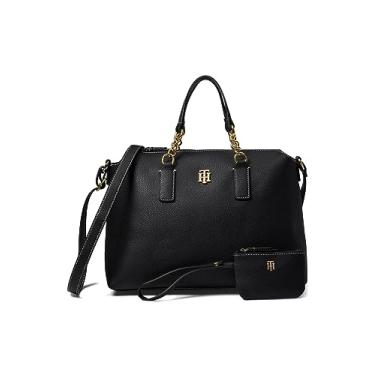 Imagem de Tommy Hilfiger Bolsa conversível Maxine II com PVC Hangoff Pebble, Preto, One Size