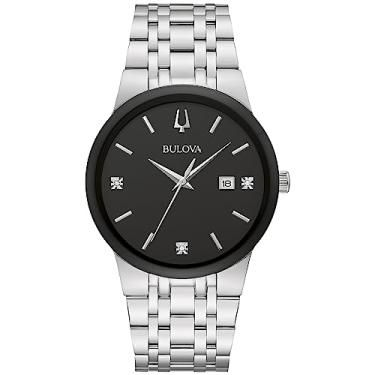 Imagem de Bulova Relógio masculino moderno de quartzo com diamante de aço inoxidável e prata, est...