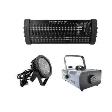 Imagem de Kit 02 Par Led Slim + Mesa Controladora + Maquina De Fumaça