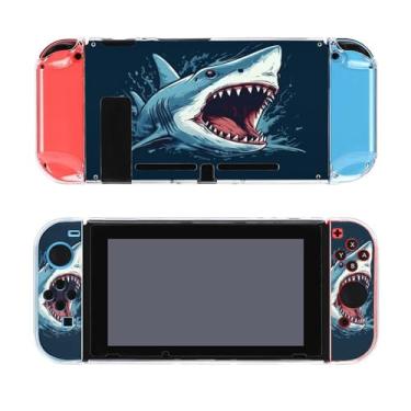Imagem de AoHanan Shark Blue Big Mouth Switch Screen Protector Case Cover Full Accessories Switch Game Case Protection Skin for Switch Console And Joy-Cons