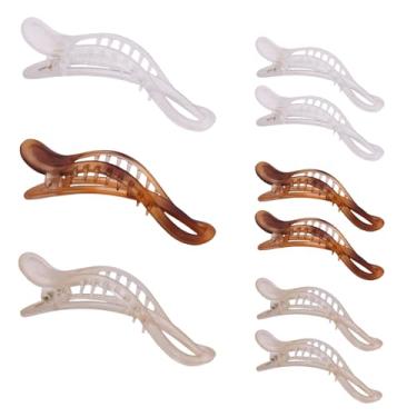 Imagem de Pacote com 9 grampos de cabelo franceses para mulheres, grampos de cabelo de jacaré, grampos de garra de bico de pato modernos duráveis e acessórios de cabelo para mulheres