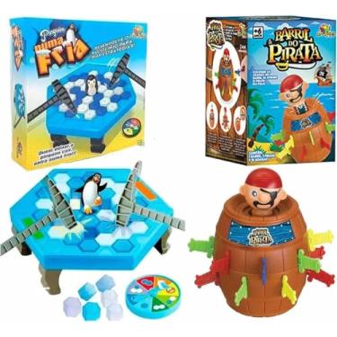 Imagem de Kit 2 Jogos Familia Pinguim Numa Fria + Pula Pirata Tamanho Grande Pedagogico Presente Menino Menina Jogos De Tabuleiro