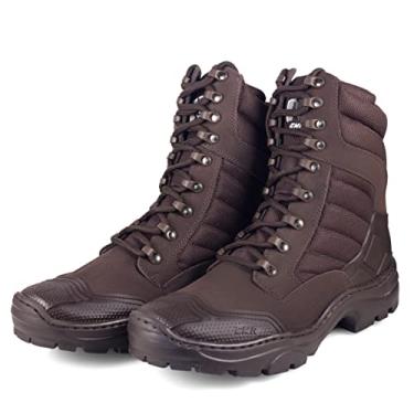 Imagem de Bota Coturno Masculina Couro Adventure Militar Motociclista Tático Pesca Trilha Cano Curto Tamanho:44;Cor:Marrom