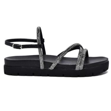 Imagem de Sandália Papete Feminina Casual Dia a Dia com Strass Via Marte 23-17203